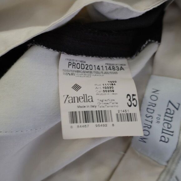 Zanella Nordstrom Todd Brown Wool Flat Front Mid Rise Dress Pants 35/32 Lined Pa - Picture 6 of 6